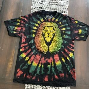 ODM vintage Bob Marley Lion tie dye acid wash tee shirt
